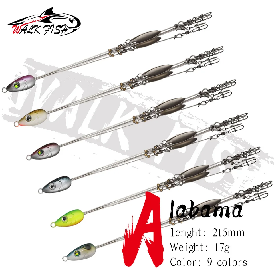 WALK FISH Umbrella Fishing Lure Rig 5 Arms Alabama Rig Head Swimming Bait Bass with Swivel Snap Connector Minnow Fishing Lure