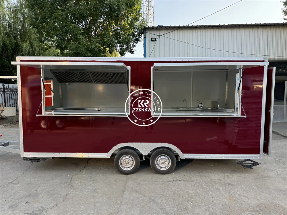 

Mobile Fast Food Trailer Fully Equipped Street Mobile Ice Cream Cart Custom Concession Catering Food Truck With Full Kitchen