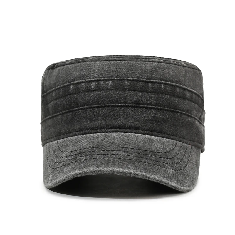 Einfarbige, gewaschene und im Used-Look-Sonnenschutz-Flachkappe für Herren – minimalistisch, stilvoll und vielseitig – Detail 2
