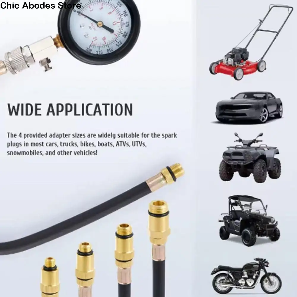 

Professional Engine Compression Test Kit M10/12/14/18 Adapter 0-300 PSI Pressure Gauge Tester Automotive Cylinder Tester Kit