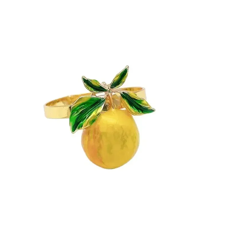 

New yellow lemon Napkin rings fruit Metal Napkin Holder for Table decoration and accessories Christmas home decoration
