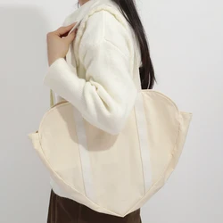 Bolsa feminina em forma de coração, bolsa de ombro de grande capacidade, alça dupla, estilo elegante e minimalista, casual