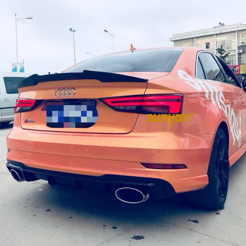 A3 Rear Bumper Lip Diffuser With Exhaust Muffler Pipe for Audi A3 Standard Bumper 2014-2019 RS3 Style