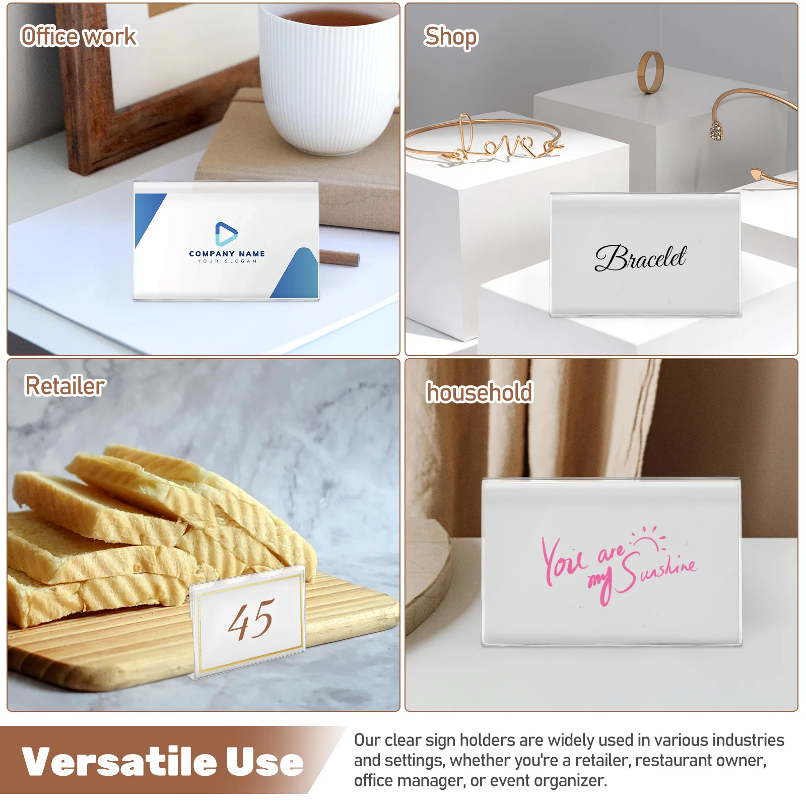 30 قطعة بطاقة عرض أكريليك واضحة الجدول تسجيل رقم حامل بطاقات المنتج منضدية تسجيل أصحاب تصميم مائل عالية الوضوح