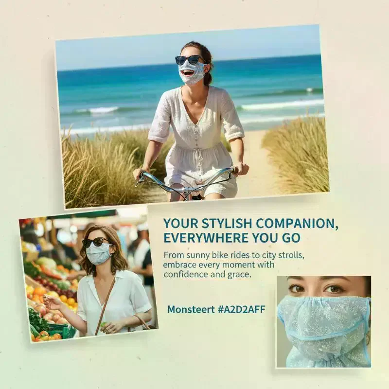 

Anti-UV Sunscreen Mask Breathable Ear Cord Face Cover Scarf Hanging Ear Dust-proof Scarves Mask Summer Dust-proof Veil