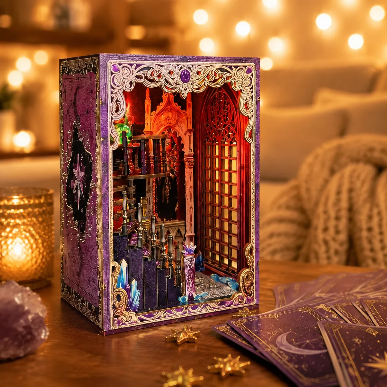 fermalibri-in-miniatura-diorama-carta-dei-tarocchi-simpatico-modellino-in-legno-per-casa-delle-bambole-puzzle-3d-scaffale-per-libri-angolo-lettura-decorazione-per-la-casa-artigianato