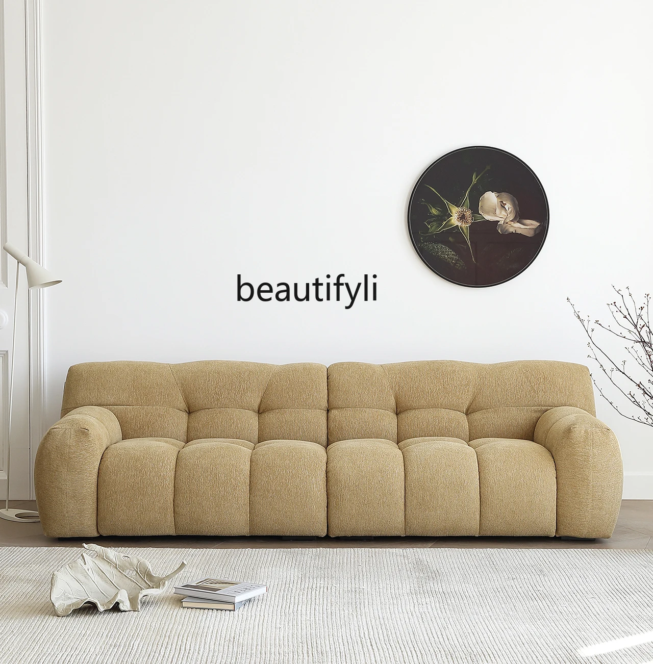 

Candy Sofa French Retro Cream Style Ginger Chenille Cotton Candy Fabric Sofa