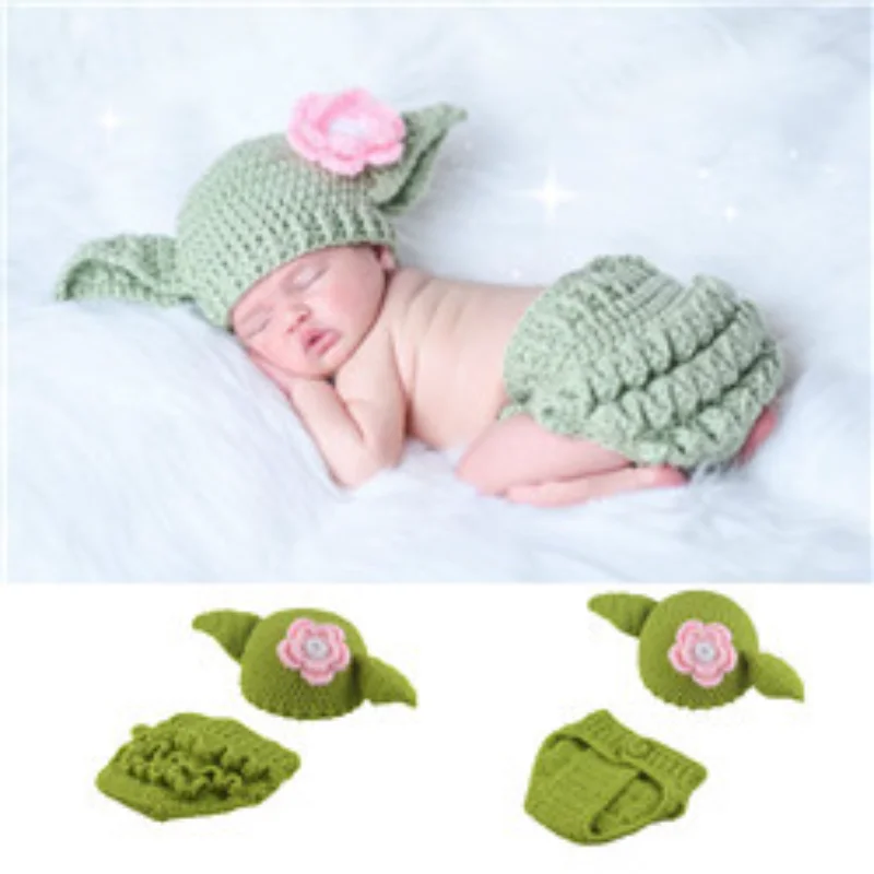 Children\'s Animation Baby Yoda Master Baby Creative Photo Clothing European and American Hand-knitted Hat Photo Props