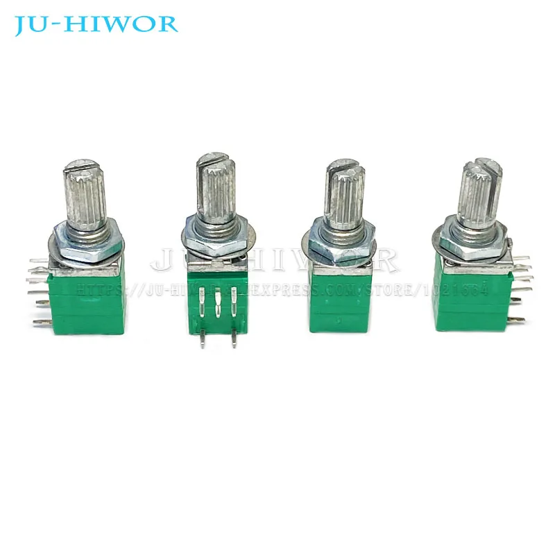 5Sets Rv097gs 8pin Dubbele Gekoppelde Potentiometer Met Schakelaar Audio B 10K 50K 100K Rv097 As 15Mm Eindversterker Afdichting & Knop