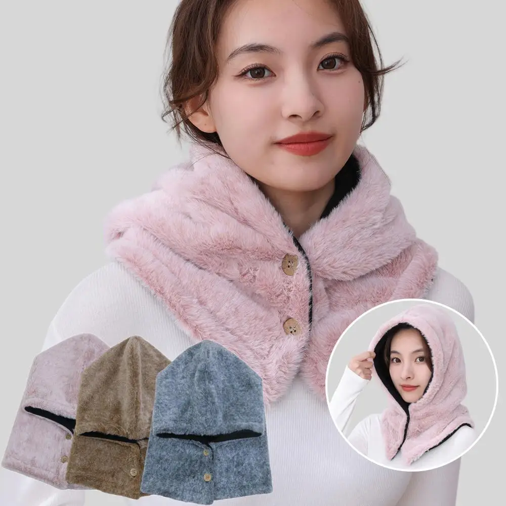 

Plush Balaclava Hat Windproof Coldproof Hood Beanie Cap Winter Ear Protection Pullover Cap Unisex Integrated Cap Casual Scarf