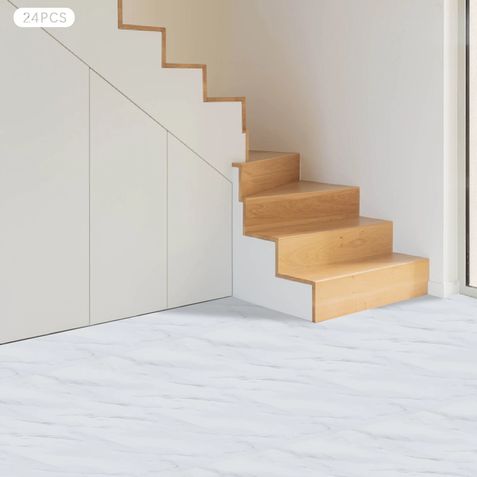 Baldosas Autoadhesivas de PVC para Piso, 24 Piezas de 60x30cm, Diseño de Grano de Piedra, Revestimiento Vinílico Impermeable para Cocina, Baño, Sala de Estar, Dormitorio y Hogar