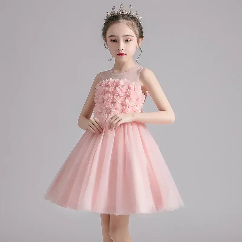 Children's Dress 2024 Summer New Korean Edition Children's Wear Performance Skirt Girl's Fluffy Gauze Princess Dress Summer