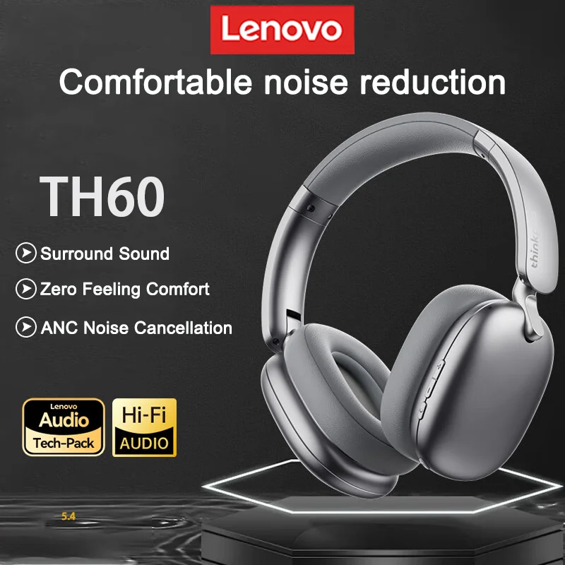 Elección Lenovo Th60 IPX3, auriculares a prueba de agua y polvo TWS, auriculares 5,4 Bluetooth ANC, auriculares inteligentes con cancelación de ruido