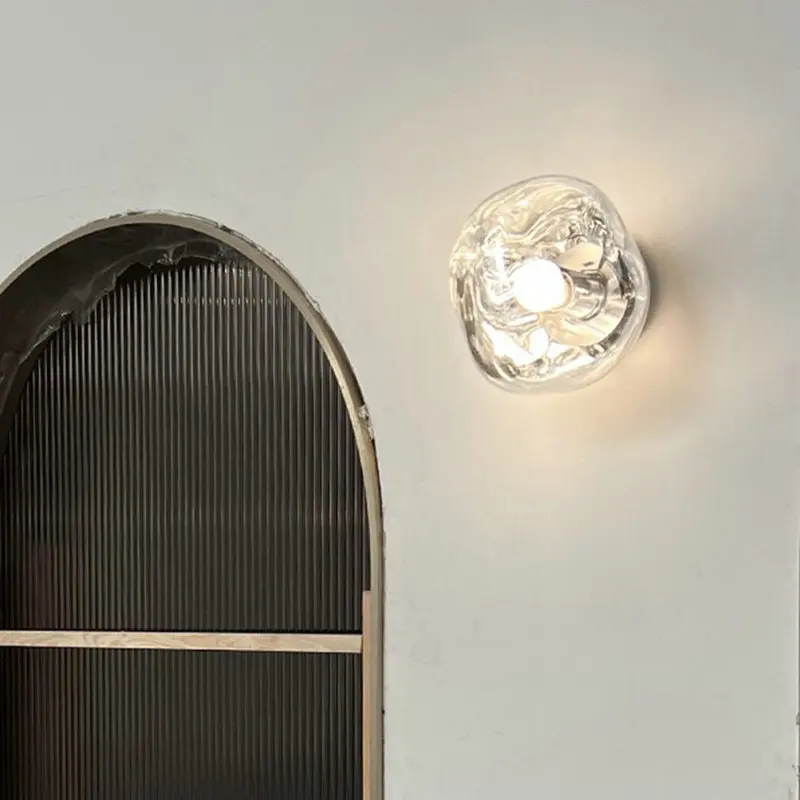 

Nordic Creative Lava Transparent Glass Wall Lamp, Light Luxury Iron Art Alien Wall Lamp for Living Room Bedroom Corridor GN032LP