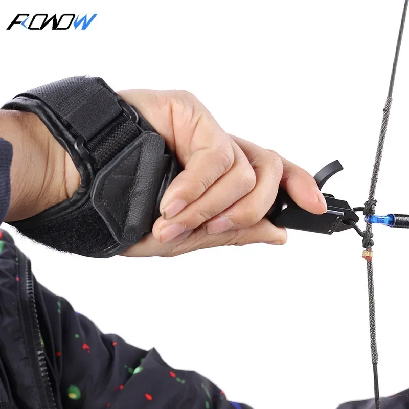 ROWOW Bow and Arrow Wrist Strap Release Device Composite TP410 Wrist Release Archery Supplies Alloy Clamp Type Black Mouth