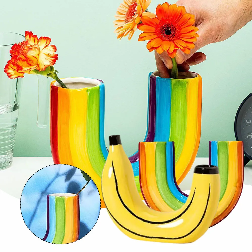 

Living Room Banana-shape Vase Personalized Desktop Resin Ornament For Restaurant