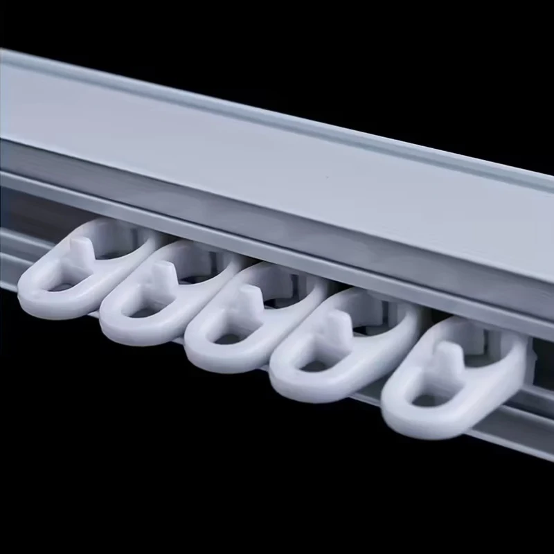 50Pcs Lightweight Curtain Rail Sliding Wheel Hook Type Universal Straight Rail Curved Rail Slider Curtain Hook Ring【Homeclub】