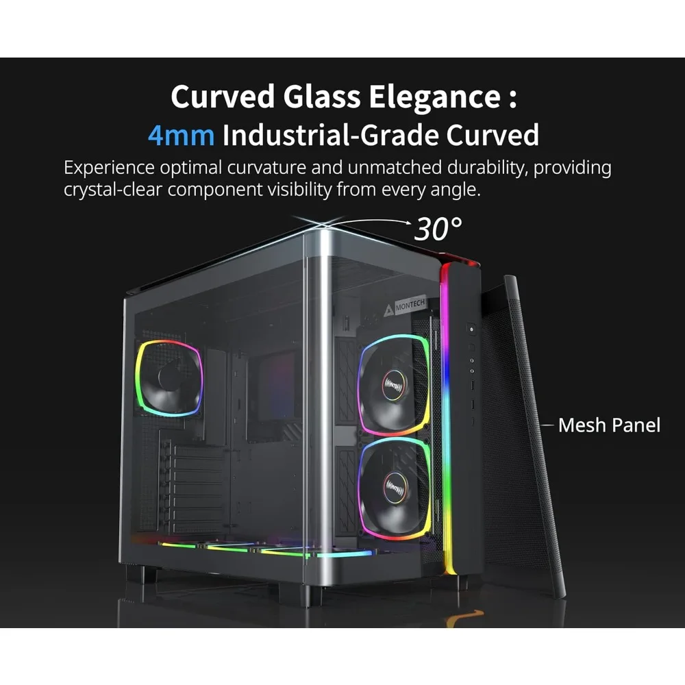 King 95 PRO Dual-Chamber ATX Mid-Tower PC Gaming Case, High-Airflow, Toolless Panels, Sturdy Curved Tempered Glass Front