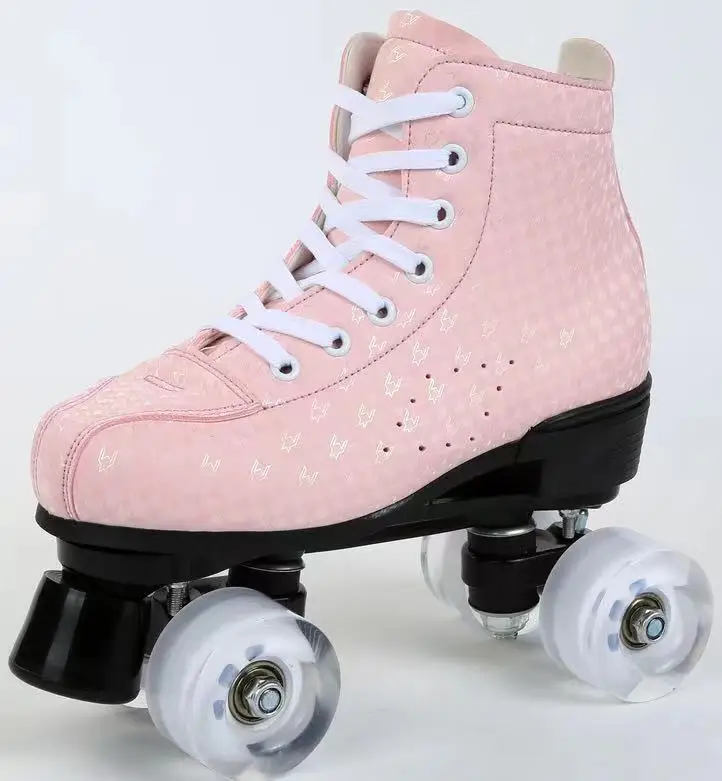 Patins de couro PU para iniciantes, calçados esportivos, deslizantes Inline, Quad Skates, tênis de treinamento, 4 rodas, presente, tamanho 34-44