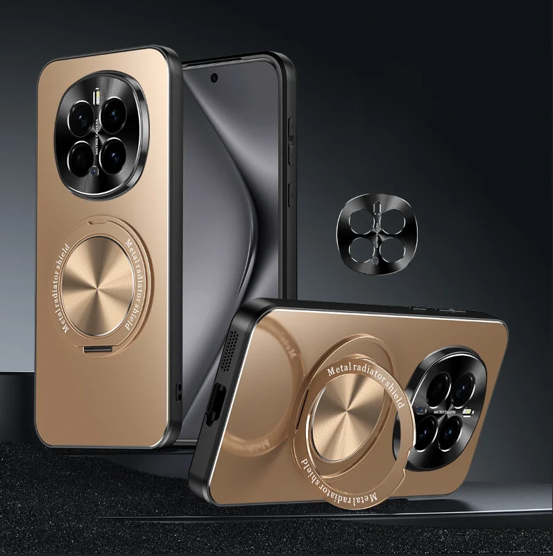 360 rotativo o-ring suporte magnético para honor magic 7 6 pro metálico fosco capa traseira caso de carregamento sem fio funda