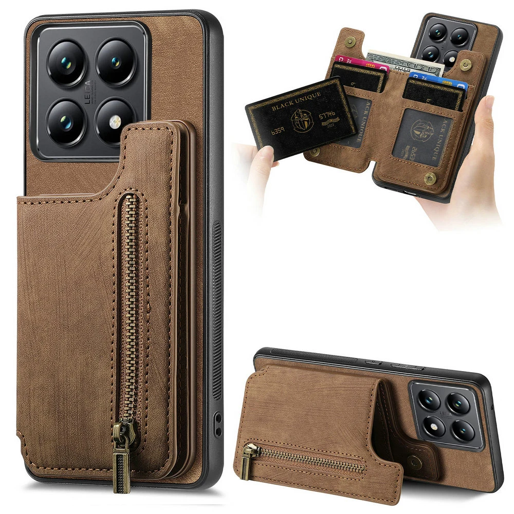 

Pop For Xiaomi15 14T 13T Wallet Case Zipper Leather Card Funda Xiaomi 14T Pro Redmi Note 13 Pro Plus 5G Case Mi 15 14 T 13 Back