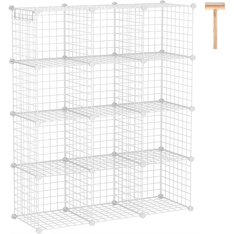 

Wire Cube Storage, 12-Cube Storage Organizer Metal, C Grids Storage Bins Shelving, Modular Bookshelf Shelf, Closet Cabin