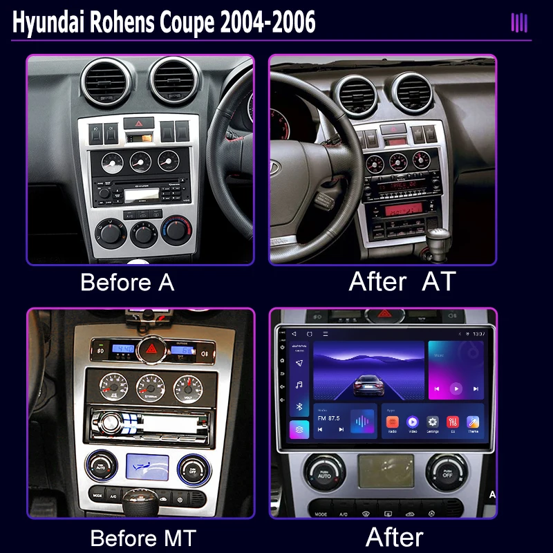 roadivox Android car radio for Hyundai Rohens Coupe 2004 stereo GPS Navigation video Multimedia Player tape recorder carplay