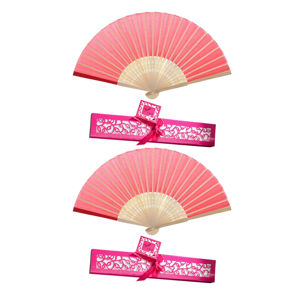 

2 Pcs Classic Folding Fans Ancient Pink Vintage Decor Chinese Style Foldable Hand Fans Bamboo Material Long Lasting Durable Home
