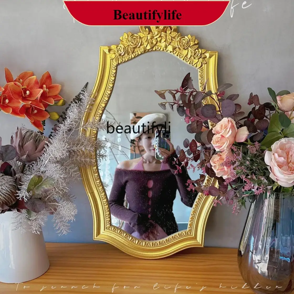 

F66 French retro bathroom mirror wall-mounted American, European bedroom cosmetic mirror hotel decorative mirror