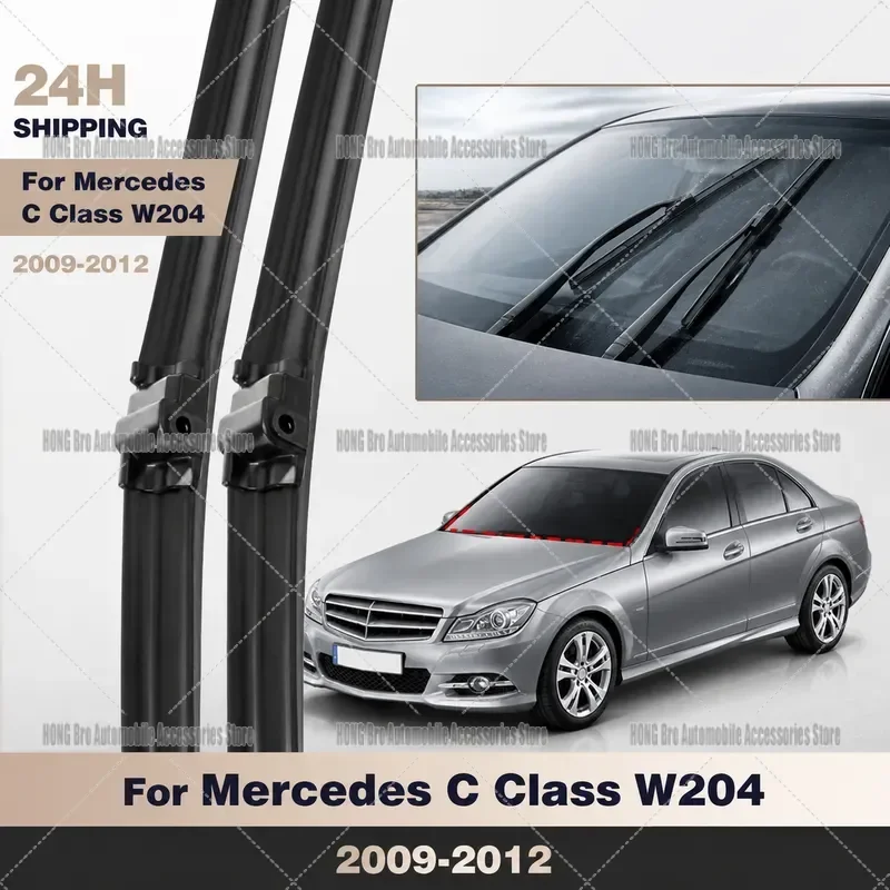 For Mercedes Benz C Class W204 2009 2010 2011 2012 Front Windshield Wiper Blades Windscreen Window Washer Brush 24 Inch Pair