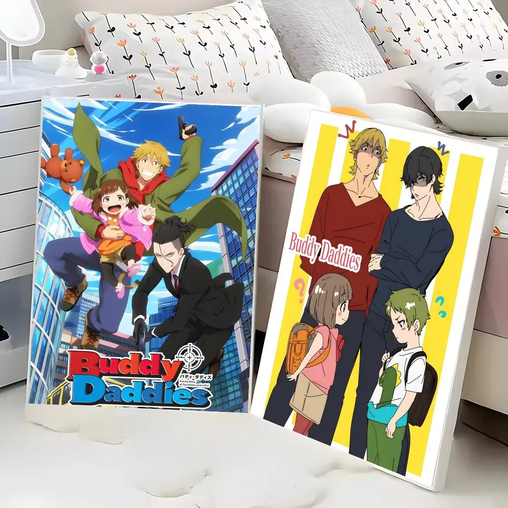 Buddy Daddies Kazuki Kurusu Rei Suwa Action Comedy Anime Painting Calligraphy Poster Eco-Friendly Decor Frameless Canvas