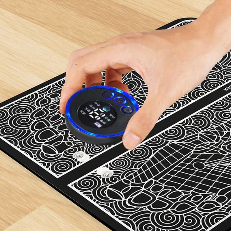 EMS Foot Massager Pad - Electric Pulse Acupressure Mat for Home Use Intelligent Shiatsu Reflexology Machine with Remote Control