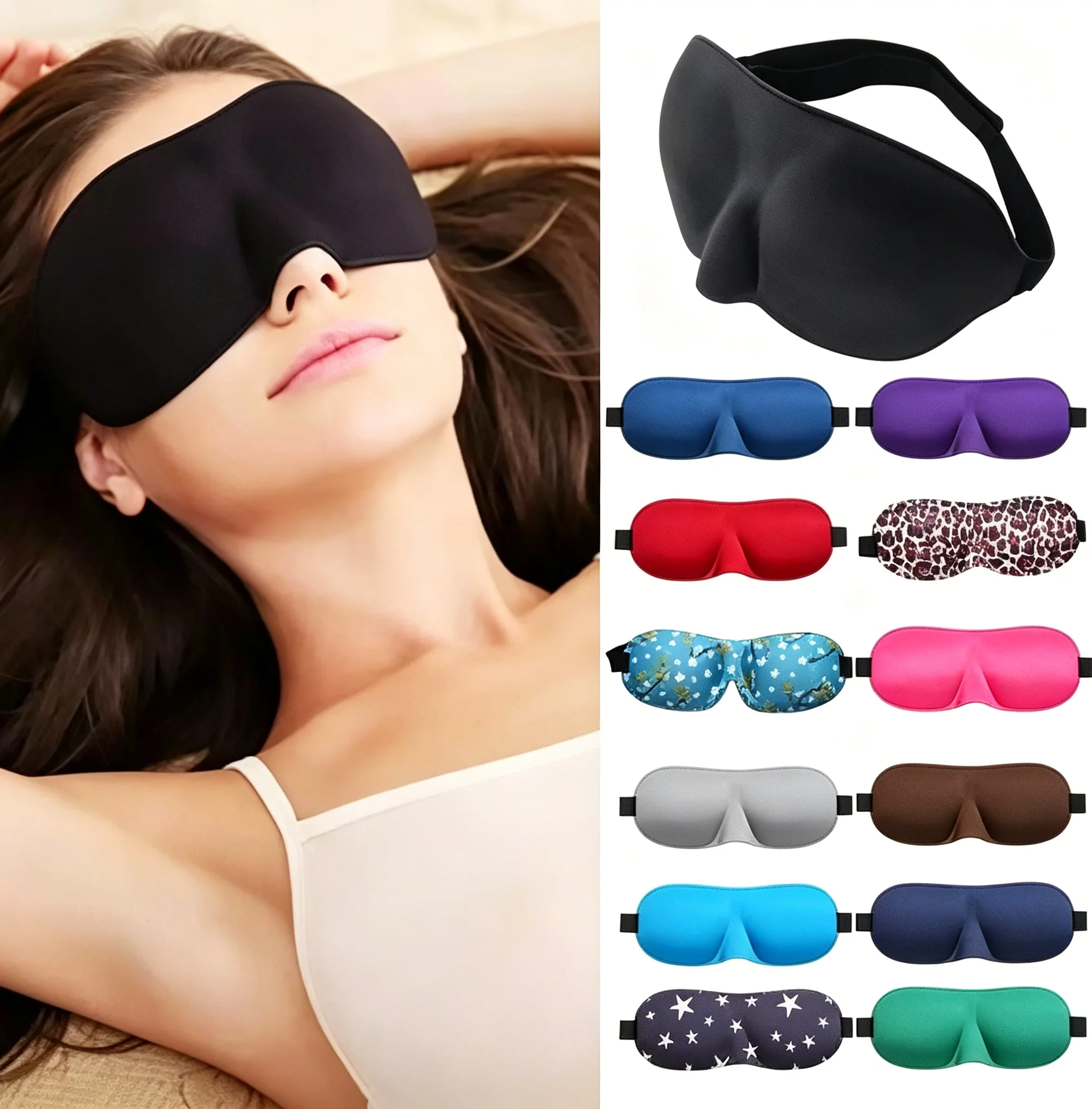 100% Blackout Sleep Mask Comfortable 3D Soft Silk Sleep Mask Eye Mask Eye Patch Travel Nap Eye Mask Zero Pressure Eye Protection