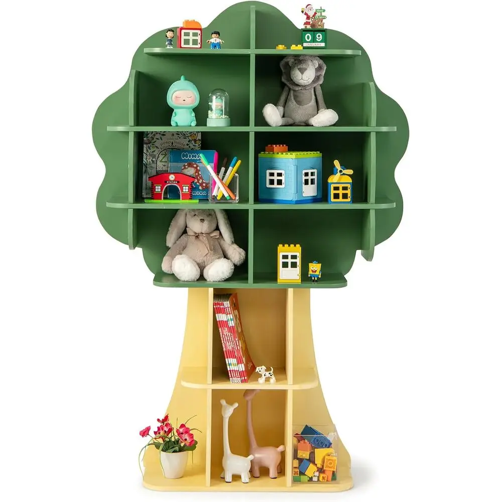 Tree Kids Bookshel, 6-Tier Toddler Montori Shel Book Rack, Toy and Book Storage or Kids, Wooden Children's Bookcase, Toy Storage