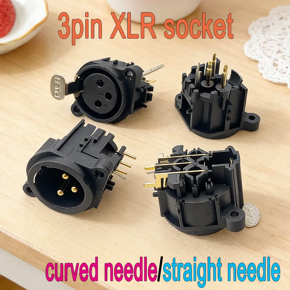 3Pin Straight/Bent XLR Connector - Japanese-Style Microphone Plug (Male/Female),Musical Instrument Audio Connector Accessories