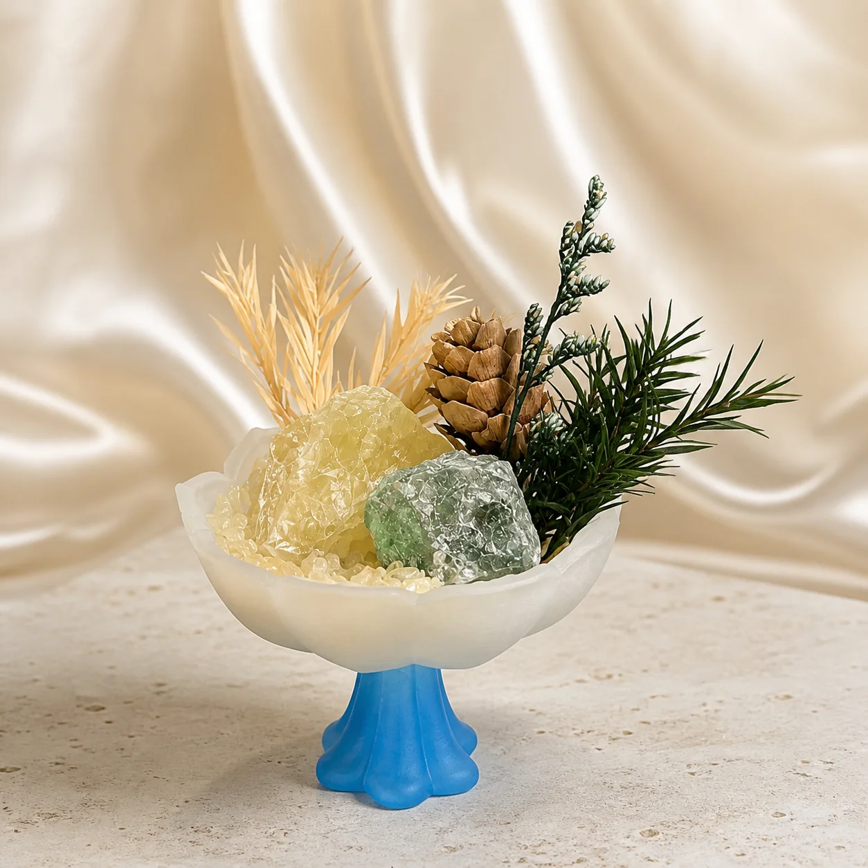Seabreeze Pine Bloom Crystal Flower Garden Kit, Coastal Pine Mini Terrarium Decor, Ocean Inspired Botanical Display