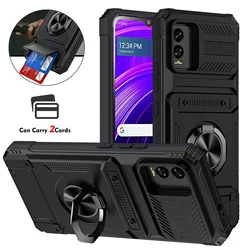 Tough Kickstand Shockproof Wallet Case with Card Holder for BLU View Speed 5G, B1550VL Phone Cases