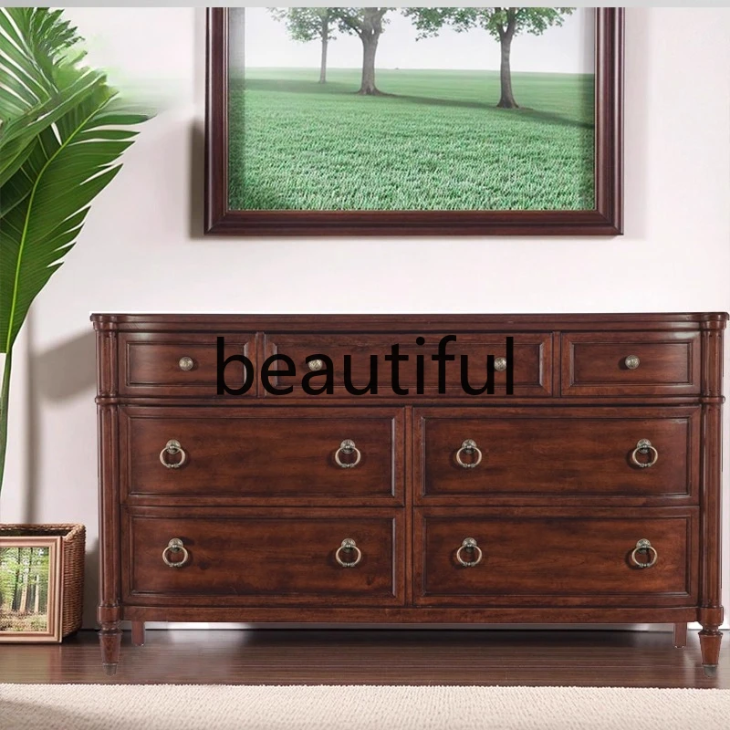 

Vertical dressing cabinet, bedroom solid wood, storage, retro old storage, chest of drawers