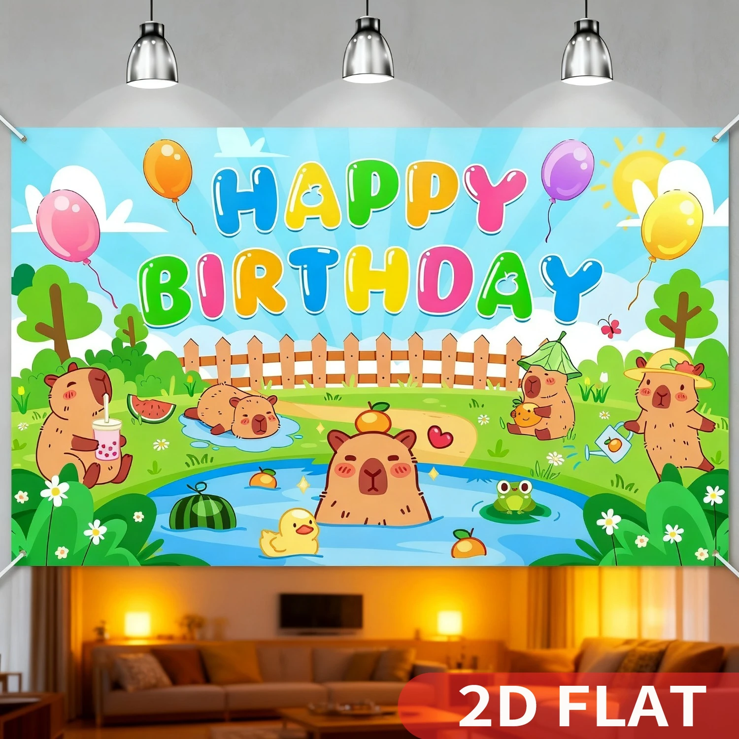 

1pc Capybara Birthday tapestry Banner, 6x3.6 ft, Polyester Banner, Capybara Birthday Party Decorations Capy Bday Backdrop