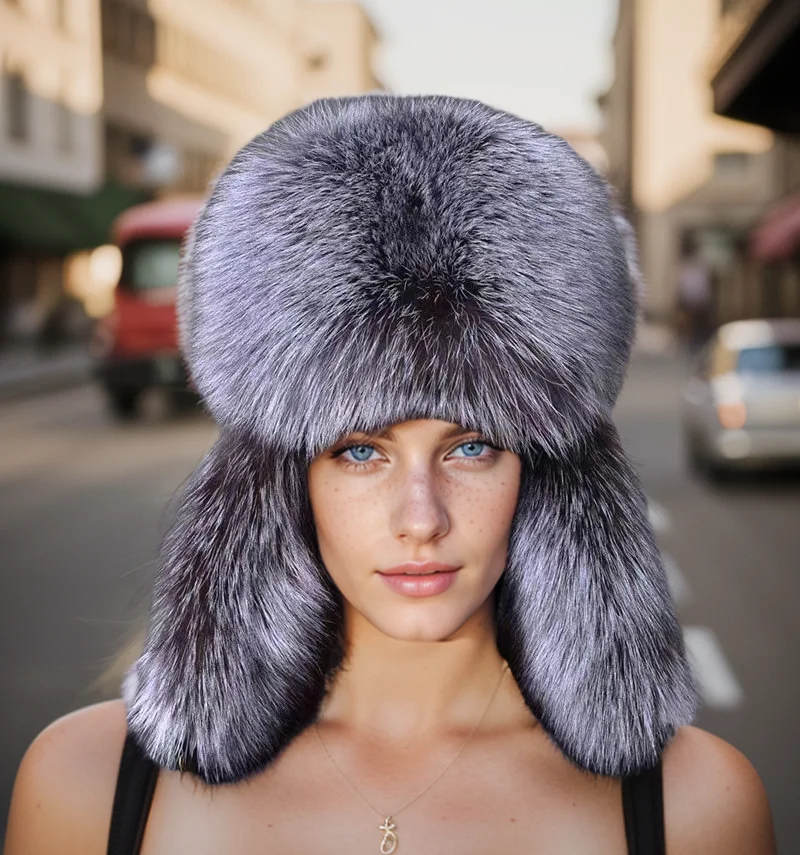 

New light luxury real fox fur hat Lei Feng hat for men and women, winter outdoor cold-proof ski ear protection hat