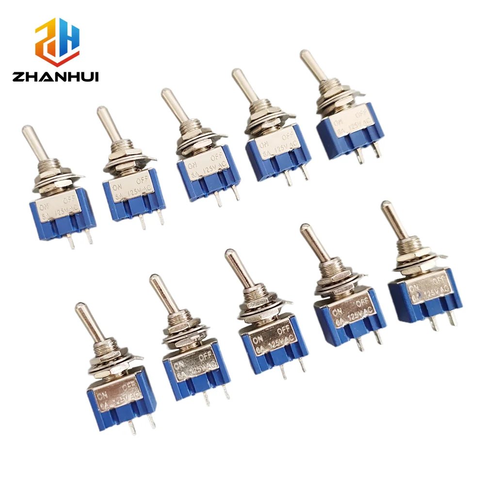 5Pcs MTS-101 Mini Toggle Switch - SPST 2-Pin 2-Position ON/Off 6A 125V for Small Electronics