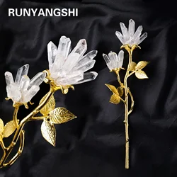 1PC Handmade Crafts Natural Crystal Clear Quartz Flower Healing Stone Crystal Cluater Ornament Decorations Valentine's Day