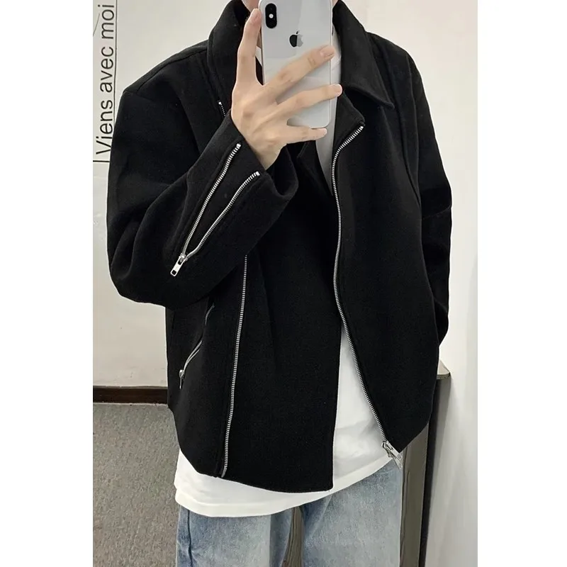 

Cleanfit Bla Деконструированный шерстяной джет для мужчин, осень-зима, элитный дизайн, джет с вырезом на воротнике, верхняя молния, украшение, ветер...