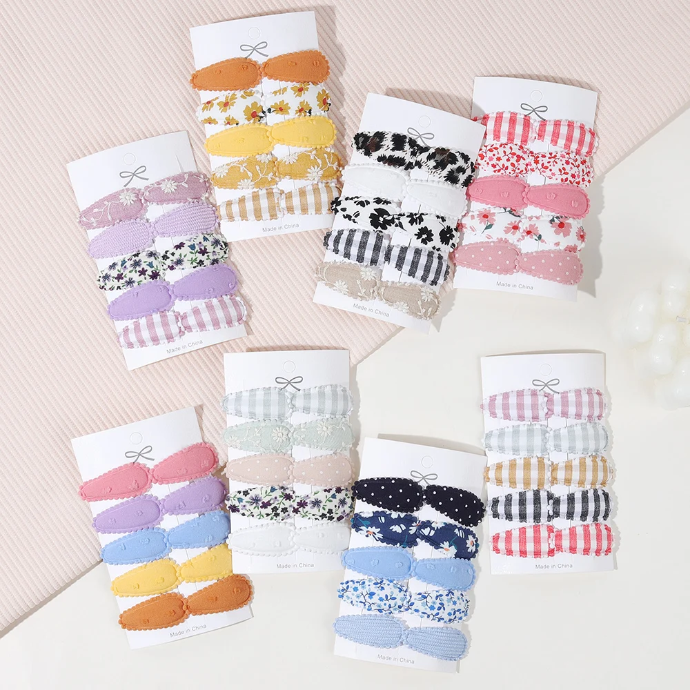 

10/16pcs Little Fresh Kids Hair Clips Girl BB Clips Printed Grid Solid Color Multiple Styles Handmade Baby Hair Accessories Gift