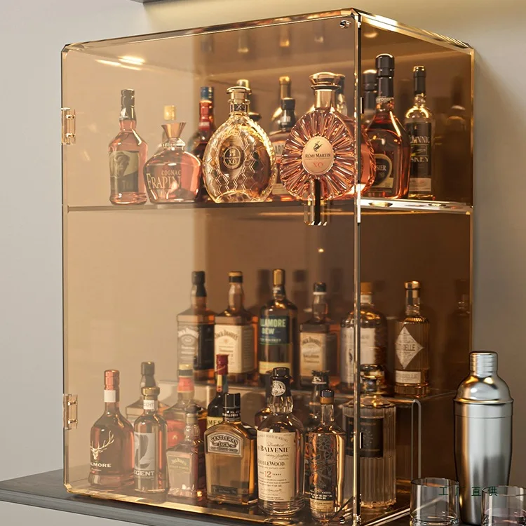 Wine Rack Acrylic Dustproof Storage Wine Cabinet Multi Tier Display Shelf High End Bar Furniture