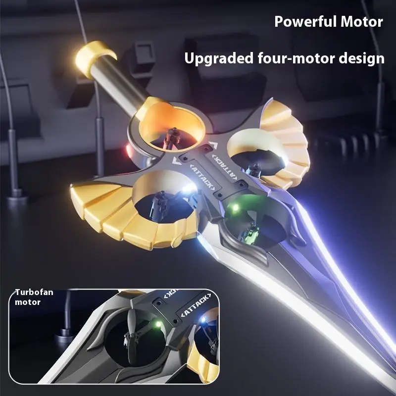 

1Set Boys Gifts RC Flying Sword 4 Axle Fighter With Hand Wave/Controller Mode&Lights 360° Stunt Flip RC Aerial Stunt Plane Toys