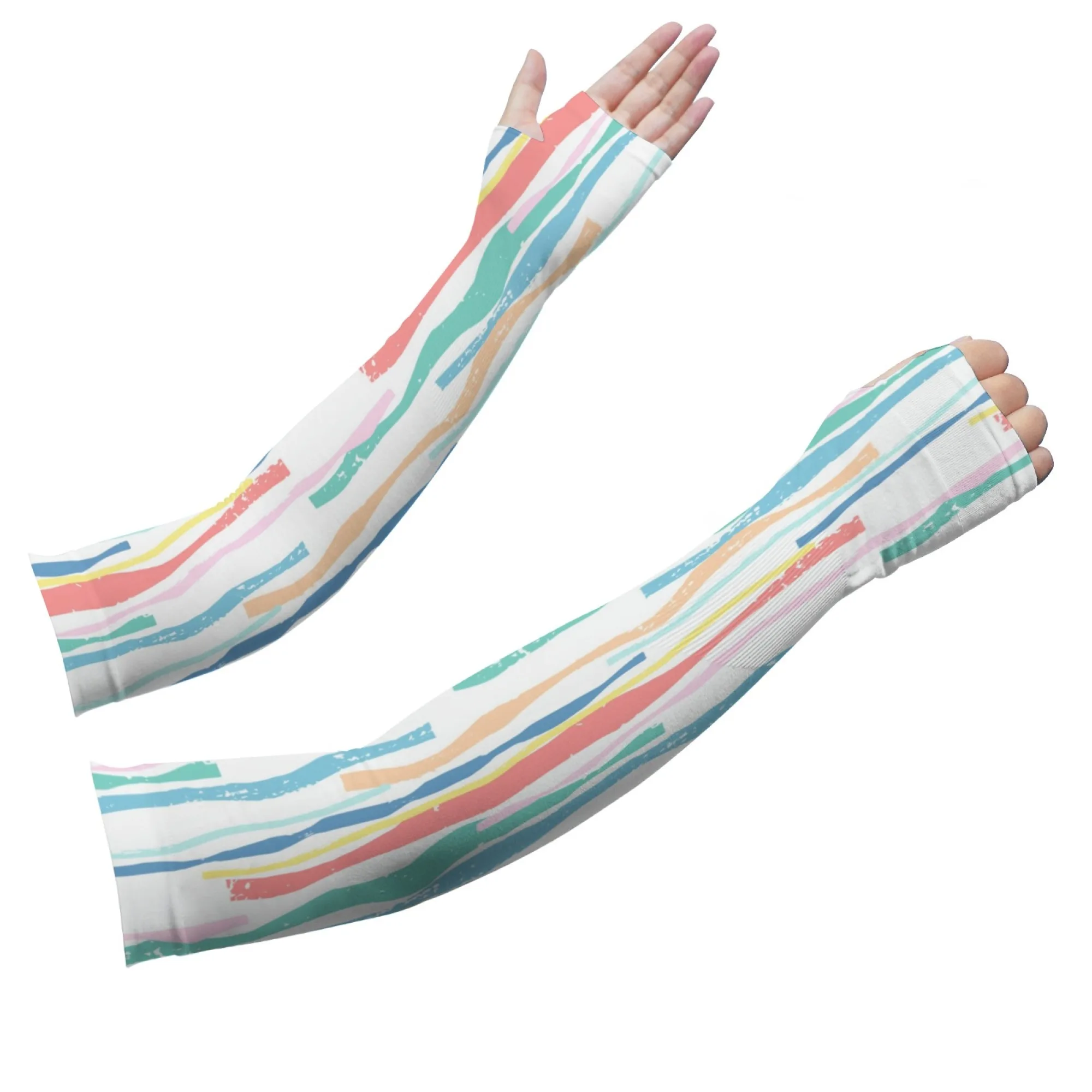 UV Block Guard Color Striped Printed Arm Guard Sleeve Outdoor Sports Mouth Sleeve Golf Elbow Pad Mountaineering Fashing Sleeves