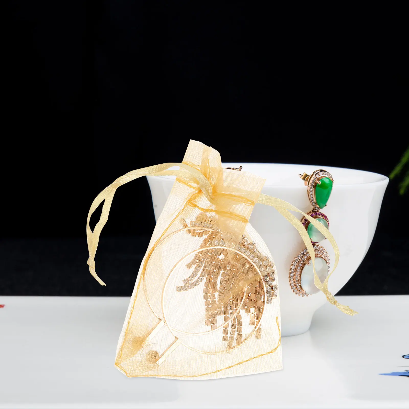 

100 шт. мешочков из органзы на шнурке, свадебные подарочные мешочки для украшений, маленькие сетчатые мешочки для хранения подарков, портативные многоразовые мешочки для украшений