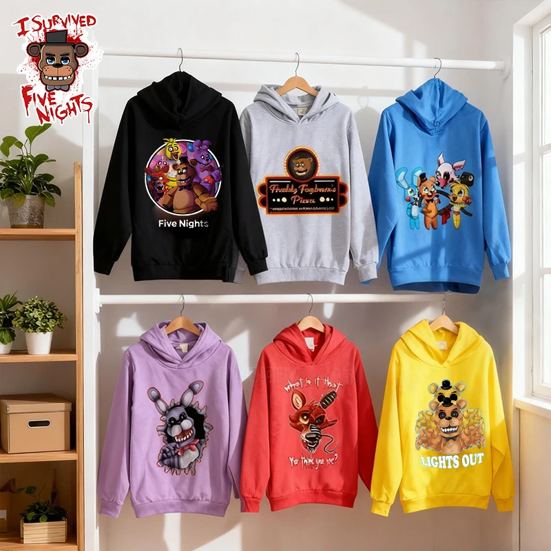 

Five Nights At Freddys Cotton Sweatshirt Children Hoodies Boy Trendy Thin Sweater Fashion Anime Autumn Clothing Colorful Hoodie