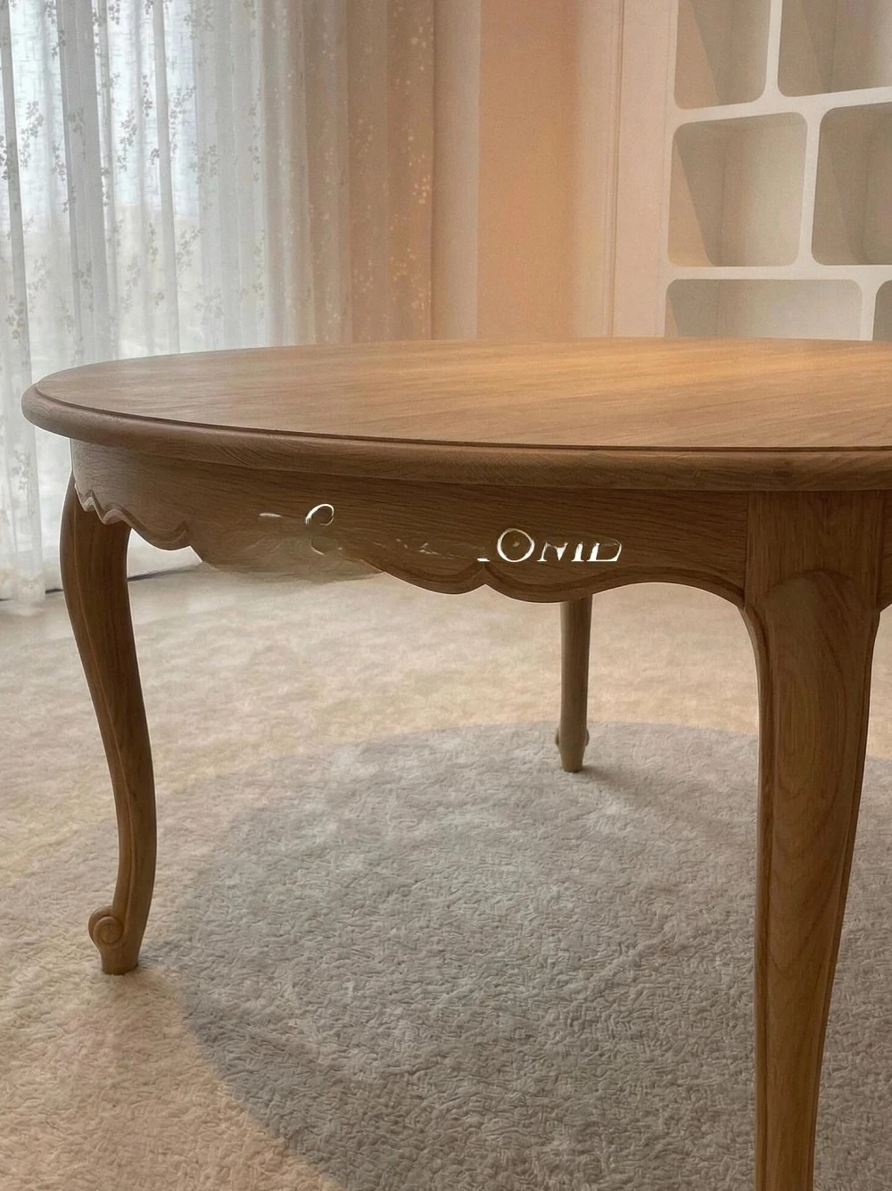 Retro solid wood round dining table oak simple living room log color coffee table dining table